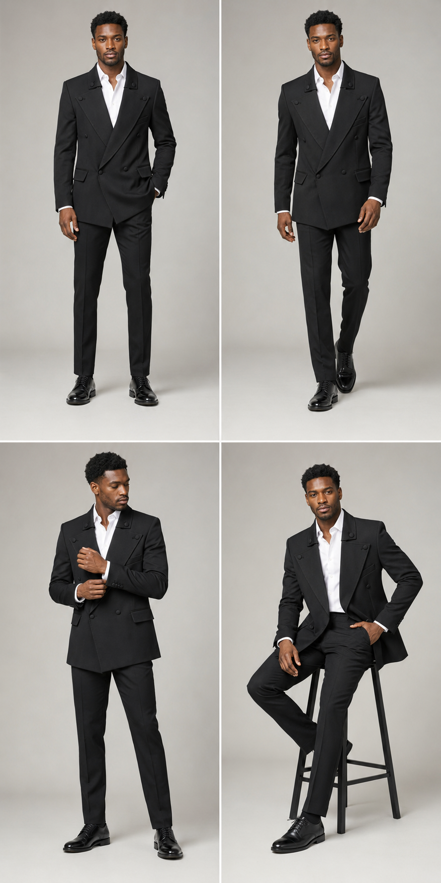 Men’s Black Double-Breasted Two-Piece Suit