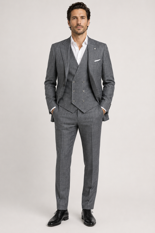 Men’s Charcoal Grey Three-Piece Suit