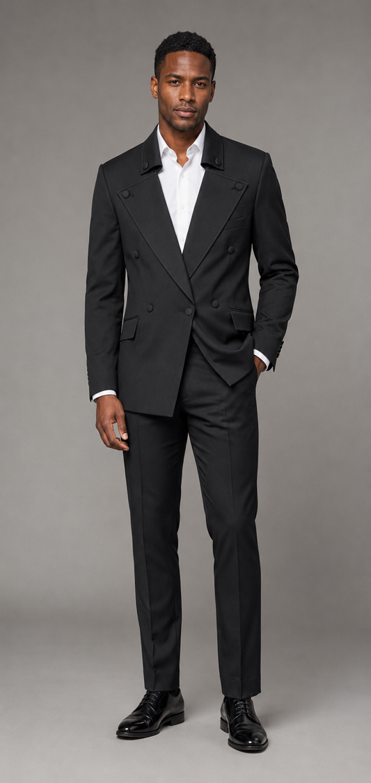 Men’s Black Double-Breasted Two-Piece Suit