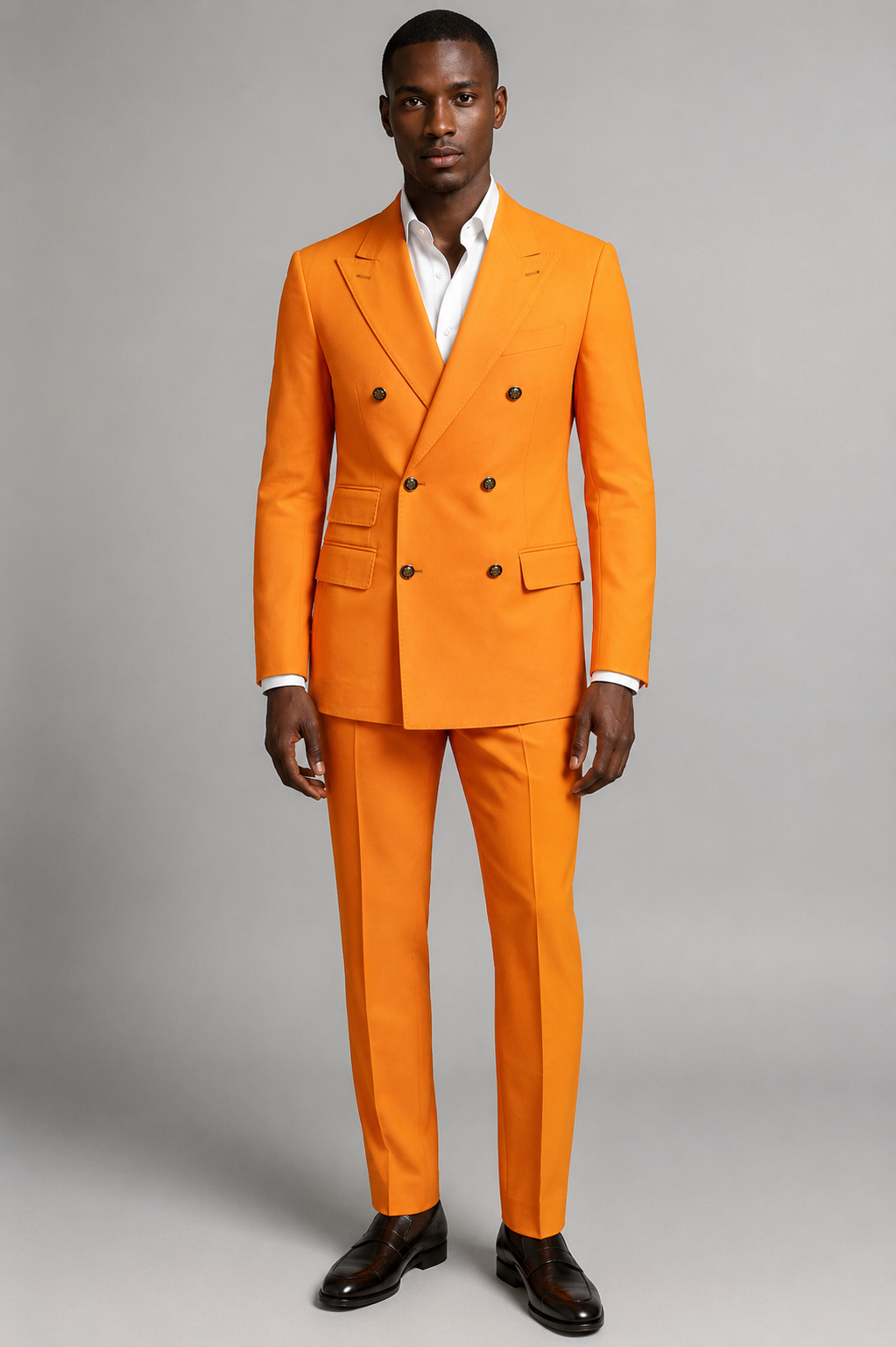 Men’s Orange Double-Breasted Two-Piece Suit