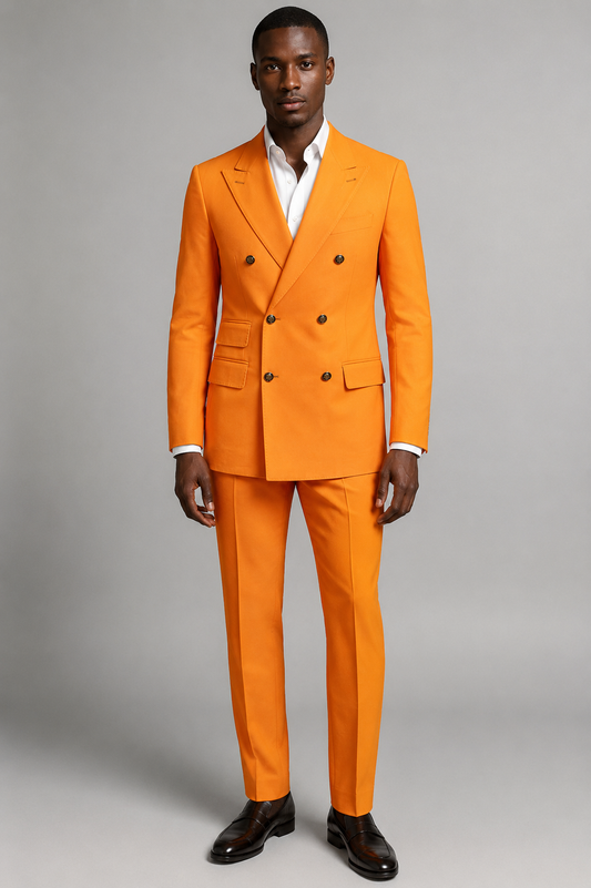 Men’s Orange Double-Breasted Two-Piece Suit