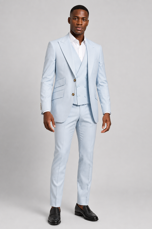 Men’s Light Blue Three-Piece Suit