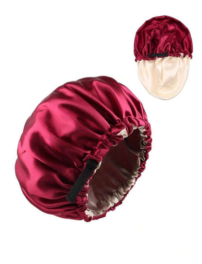 Bonnet de nuit ajustable en satin pour femme