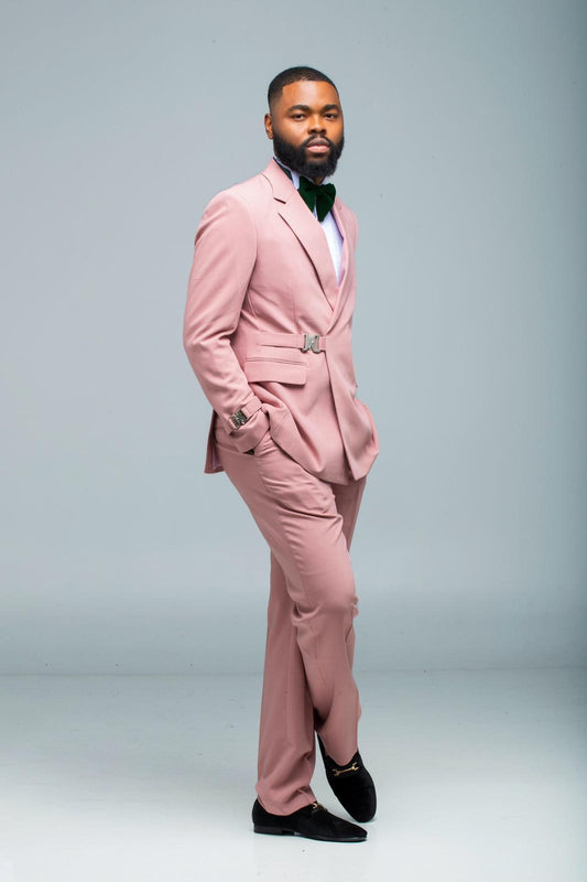 Elegant Pink Slim-Fit Suit for Men