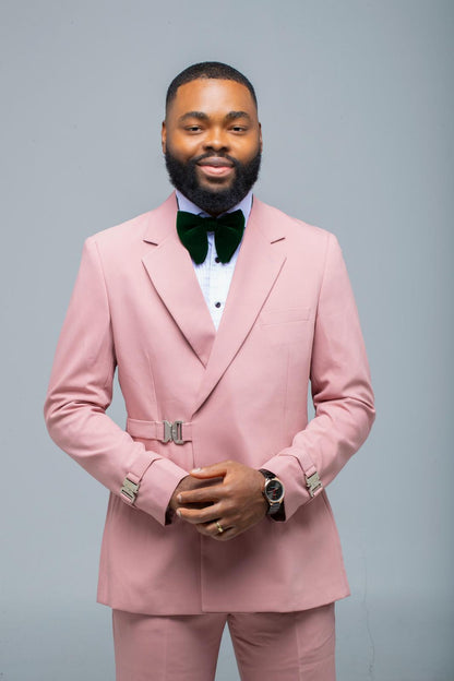 Elegant Pink Slim-Fit Suit for Men