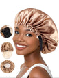 Bonnet de nuit ajustable en satin pour femme